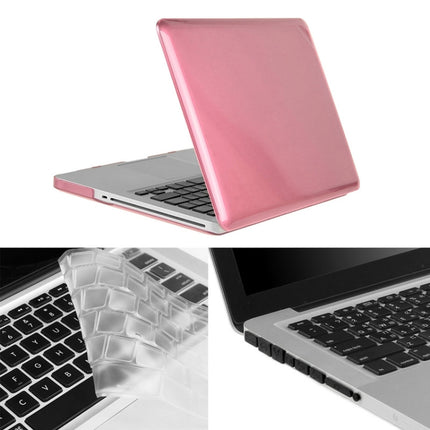 ENKAY for Macbook Pro 13.3 inch (US Version) / A1278 Hat-Prince 3 in 1 Crystal Hard Shell Plastic Protective Case with Keyboard Guard & Port Dust Plug(Pink)-garmade.com