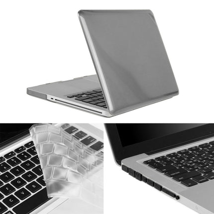 ENKAY for Macbook Pro 13.3 inch (US Version) / A1278 Hat-Prince 3 in 1 Crystal Hard Shell Plastic Protective Case with Keyboard Guard & Port Dust Plug(Grey)-garmade.com