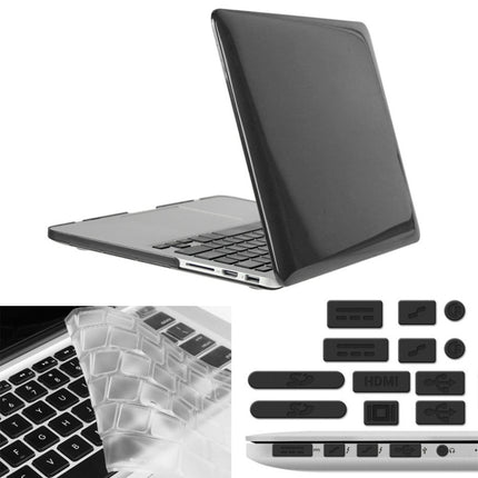 ENKAY for Macbook Pro Retina 13.3 inch (US Version) / A1425 / A1502 Hat-Prince 3 in 1 Crystal Hard Shell Plastic Protective Case with Keyboard Guard & Port Dust Plug(Black)-garmade.com