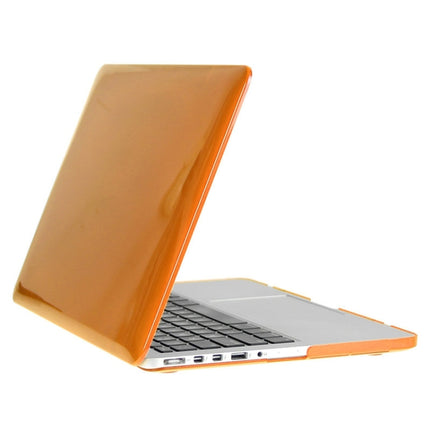 ENKAY for Macbook Pro Retina 13.3 inch (US Version) / A1425 / A1502 Hat-Prince 3 in 1 Crystal Hard Shell Plastic Protective Case with Keyboard Guard & Port Dust Plug(Orange)-garmade.com