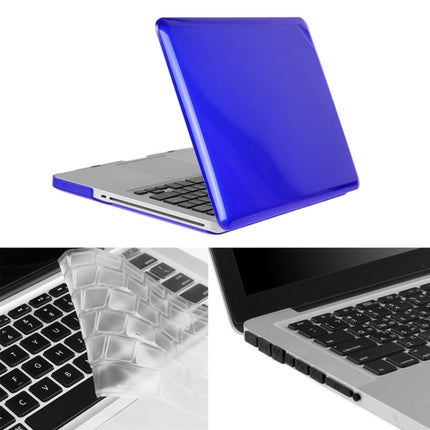 ENKAY for Macbook Pro 15.4 inch (US Version) / A1286 Hat-Prince 3 in 1 Crystal Hard Shell Plastic Protective Case with Keyboard Guard & Port Dust Plug(Dark Blue)-garmade.com