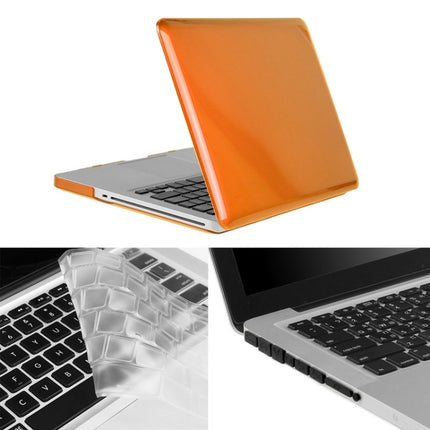 ENKAY for Macbook Pro 15.4 inch (US Version) / A1286 Hat-Prince 3 in 1 Crystal Hard Shell Plastic Protective Case with Keyboard Guard & Port Dust Plug(Orange)-garmade.com