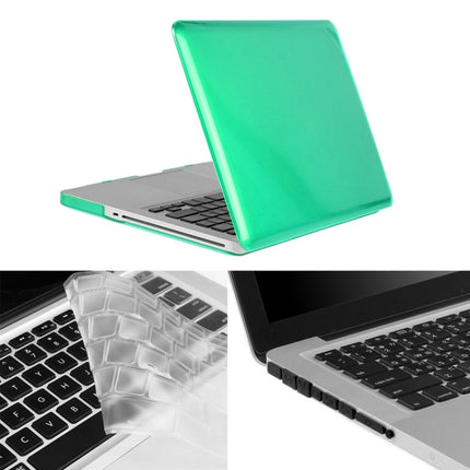 ENKAY for Macbook Pro 15.4 inch (US Version) / A1286 Hat-Prince 3 in 1 Crystal Hard Shell Plastic Protective Case with Keyboard Guard & Port Dust Plug(Green)-garmade.com