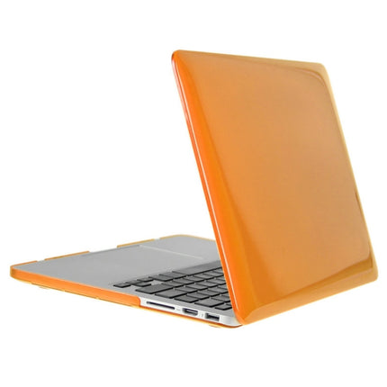 ENKAY for Macbook Pro Retina 15.4 inch (US Version) / A1398 Hat-Prince 3 in 1 Crystal Hard Shell Plastic Protective Case with Keyboard Guard & Port Dust Plug(Orange)-garmade.com