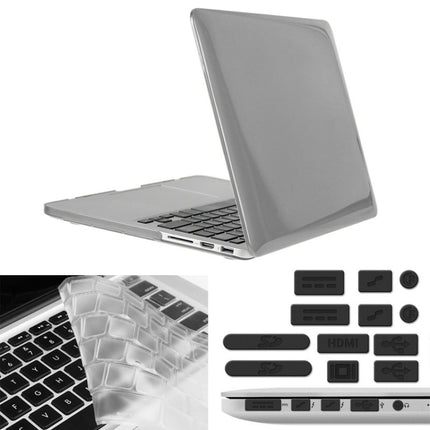 ENKAY for Macbook Pro Retina 15.4 inch (US Version) / A1398 Hat-Prince 3 in 1 Crystal Hard Shell Plastic Protective Case with Keyboard Guard & Port Dust Plug(Grey)-garmade.com