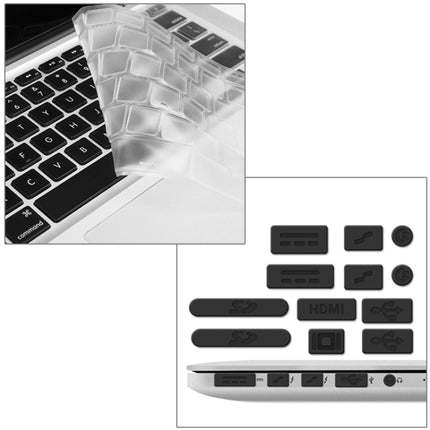 ENKAY for Macbook Pro Retina 15.4 inch (US Version) / A1398 Hat-Prince 3 in 1 Crystal Hard Shell Plastic Protective Case with Keyboard Guard & Port Dust Plug(Grey)-garmade.com