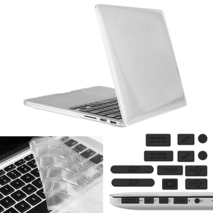 ENKAY for Macbook Pro Retina 15.4 inch (US Version) / A1398 Hat-Prince 3 in 1 Crystal Hard Shell Plastic Protective Case with Keyboard Guard & Port Dust Plug(White)-garmade.com