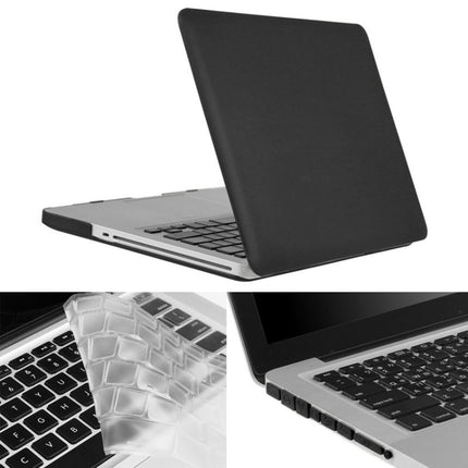 ENKAY for Macbook Pro 13.3 inch (US Version) / A1278 Hat-Prince 3 in 1 Frosted Hard Shell Plastic Protective Case with Keyboard Guard & Port Dust Plug(Black)-garmade.com
