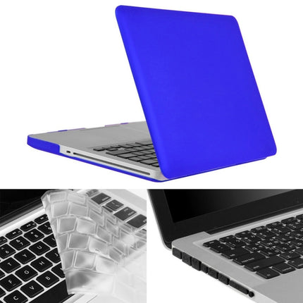 ENKAY for Macbook Pro 13.3 inch (US Version) / A1278 Hat-Prince 3 in 1 Frosted Hard Shell Plastic Protective Case with Keyboard Guard & Port Dust Plug(Dark Blue)-garmade.com