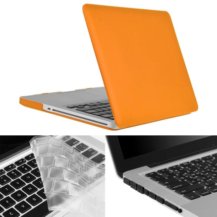 ENKAY for Macbook Pro 13.3 inch (US Version) / A1278 Hat-Prince 3 in 1 Frosted Hard Shell Plastic Protective Case with Keyboard Guard & Port Dust Plug(Orange)-garmade.com