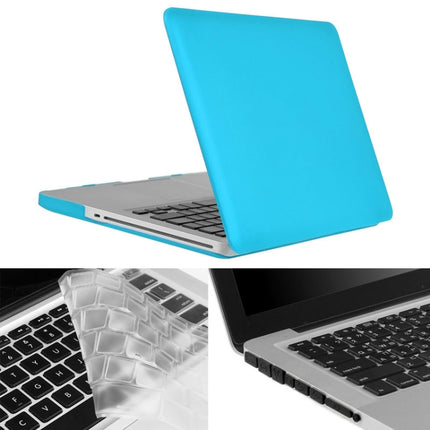 ENKAY for Macbook Pro 13.3 inch (US Version) / A1278 Hat-Prince 3 in 1 Frosted Hard Shell Plastic Protective Case with Keyboard Guard & Port Dust Plug(Blue)-garmade.com