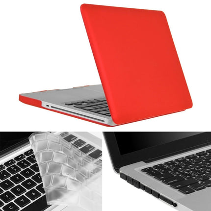 ENKAY for Macbook Pro 13.3 inch (US Version) / A1278 Hat-Prince 3 in 1 Frosted Hard Shell Plastic Protective Case with Keyboard Guard & Port Dust Plug(Red)-garmade.com