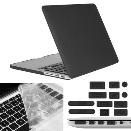 ENKAY for Macbook Pro Retina 13.3 inch (US Version) / A1425 / A1502 Hat-Prince 3 in 1 Frosted Hard Shell Plastic Protective Case with Keyboard Guard & Port Dust Plug(Black)-garmade.com