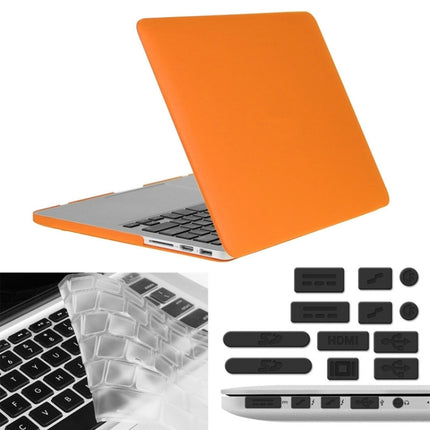 ENKAY for Macbook Pro Retina 13.3 inch (US Version) / A1425 / A1502 Hat-Prince 3 in 1 Frosted Hard Shell Plastic Protective Case with Keyboard Guard & Port Dust Plug(Orange)-garmade.com