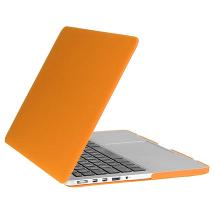 ENKAY for Macbook Pro Retina 13.3 inch (US Version) / A1425 / A1502 Hat-Prince 3 in 1 Frosted Hard Shell Plastic Protective Case with Keyboard Guard & Port Dust Plug(Orange)-garmade.com