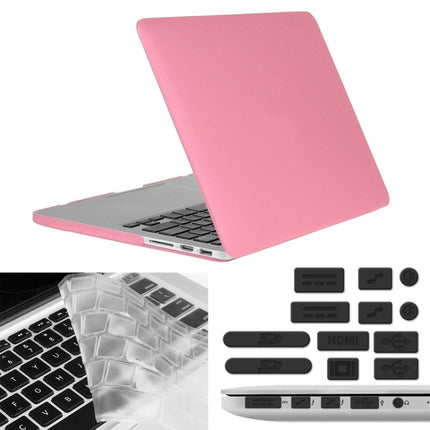ENKAY for Macbook Pro Retina 13.3 inch (US Version) / A1425 / A1502 Hat-Prince 3 in 1 Frosted Hard Shell Plastic Protective Case with Keyboard Guard & Port Dust Plug(Pink)-garmade.com