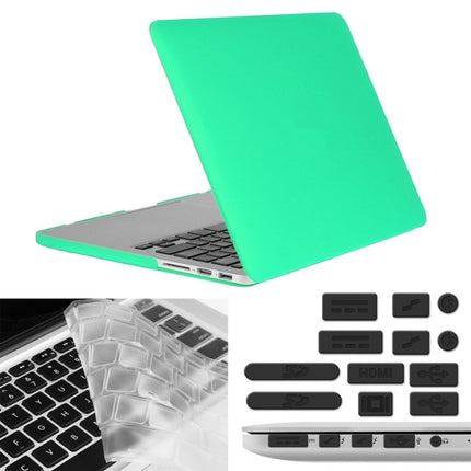 ENKAY for Macbook Pro Retina 13.3 inch (US Version) / A1425 / A1502 Hat-Prince 3 in 1 Frosted Hard Shell Plastic Protective Case with Keyboard Guard & Port Dust Plug(Green)-garmade.com