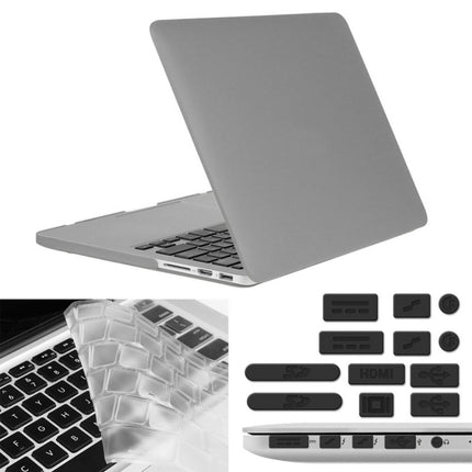 ENKAY for Macbook Pro Retina 13.3 inch (US Version) / A1425 / A1502 Hat-Prince 3 in 1 Frosted Hard Shell Plastic Protective Case with Keyboard Guard & Port Dust Plug(Grey)-garmade.com
