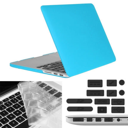 ENKAY for Macbook Pro Retina 13.3 inch (US Version) / A1425 / A1502 Hat-Prince 3 in 1 Frosted Hard Shell Plastic Protective Case with Keyboard Guard & Port Dust Plug(Blue)-garmade.com