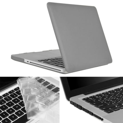 ENKAY for Macbook Pro 15.4 inch (US Version) / A1286 Hat-Prince 3 in 1 Frosted Hard Shell Plastic Protective Case with Keyboard Guard & Port Dust Plug(Grey)-garmade.com