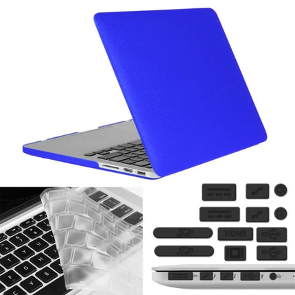 ENKAY for Macbook Pro Retina 15.4 inch (US Version) / A1398 Hat-Prince 3 in 1 Frosted Hard Shell Plastic Protective Case with Keyboard Guard & Port Dust Plug(Dark Blue)-garmade.com