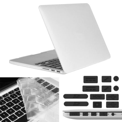 ENKAY for Macbook Pro Retina 15.4 inch (US Version) / A1398 Hat-Prince 3 in 1 Frosted Hard Shell Plastic Protective Case with Keyboard Guard & Port Dust Plug(White)-garmade.com