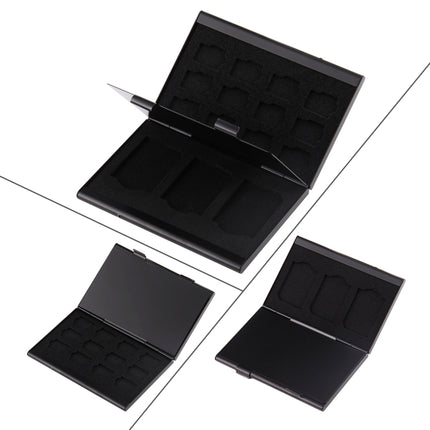 15 in 1 Memory Card Aluminum Alloy Protective Case Box for 3 SD + 12 TF Cards(Black)-garmade.com