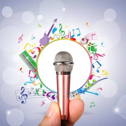 3.5mm Male + 3.5mm Female Ports Mini Household Mobile Phone Sing Song Metal Condenser Microphone, Compatible with IOS / Android System(Blue)-garmade.com