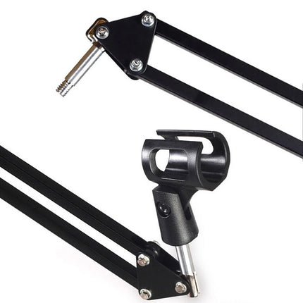 NB-35 Adjustable Table Mount Recording Microphone Suspension Arm Stand Clip Holder, For Studio Recording, Live Broadcast, Live Show, KTV, etc.(Black)-garmade.com
