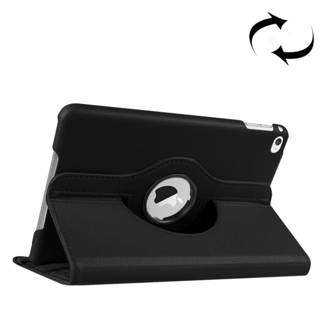 Litchi Texture 360 Degree Rotating Smart Leather Case with Holder for iPad mini 4 / mini 5(Black)-garmade.com