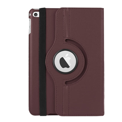 Litchi Texture 360 Degree Rotating Smart Leather Case with Holder for iPad mini 4 / mini 5(Coffee)-garmade.com