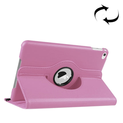 Litchi Texture 360 Degree Rotating Smart Leather Case with Holder for iPad mini 4 / mini 5(Pink)-garmade.com