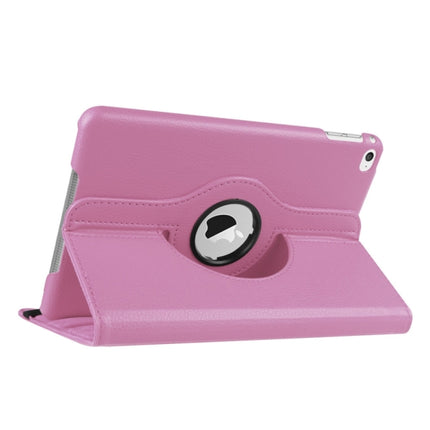 Litchi Texture 360 Degree Rotating Smart Leather Case with Holder for iPad mini 4 / mini 5(Pink)-garmade.com