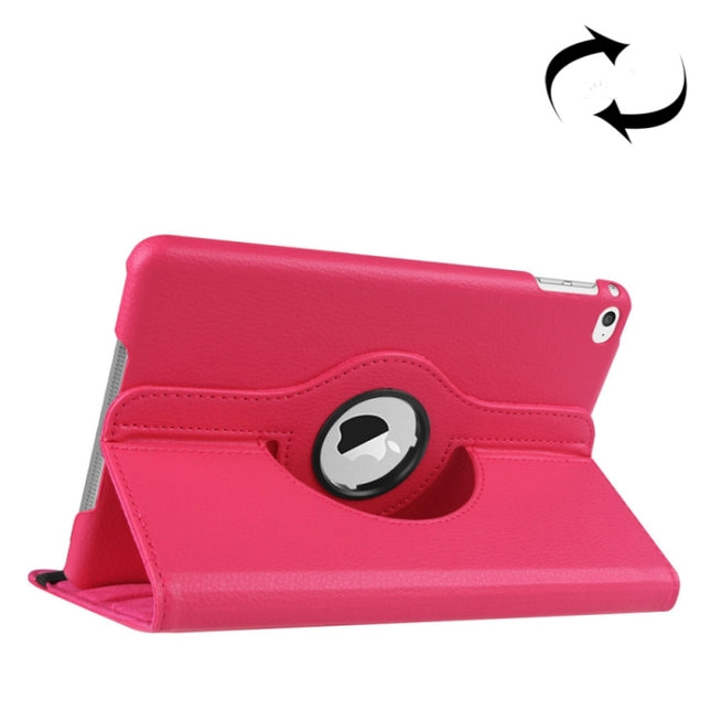 Litchi Texture 360 Degree Rotating Smart Leather Case with Holder for iPad mini 4 / mini 5(Magenta)-garmade.com