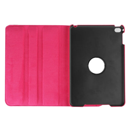 Litchi Texture 360 Degree Rotating Smart Leather Case with Holder for iPad mini 4 / mini 5(Magenta)-garmade.com
