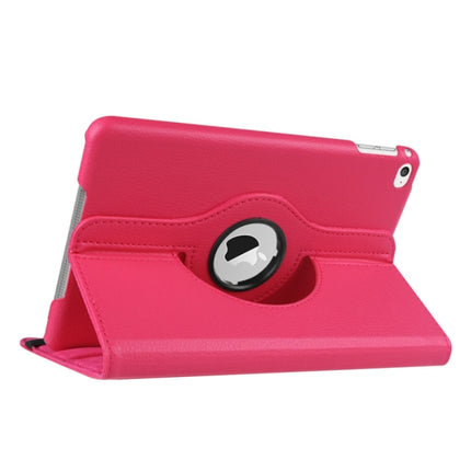 Litchi Texture 360 Degree Rotating Smart Leather Case with Holder for iPad mini 4 / mini 5(Magenta)-garmade.com