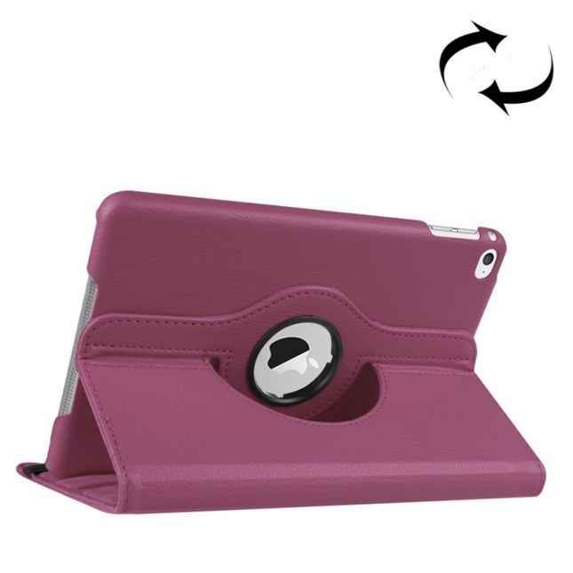 Litchi Texture 360 Degree Rotating Smart Leather Case with Holder for iPad mini 4 / mini 5(Purple)-garmade.com