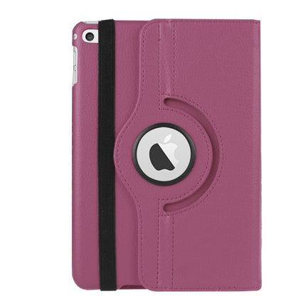 Litchi Texture 360 Degree Rotating Smart Leather Case with Holder for iPad mini 4 / mini 5(Purple)-garmade.com