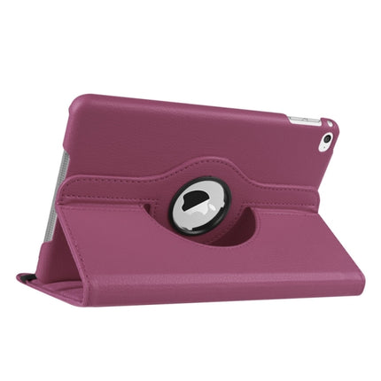 Litchi Texture 360 Degree Rotating Smart Leather Case with Holder for iPad mini 4 / mini 5(Purple)-garmade.com