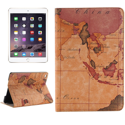 Map Pattern Horizontal Flip Smart Leather Case with Holder & Card Slots & Wallet for iPad Mini 4, Random Delivery(Brown)-garmade.com