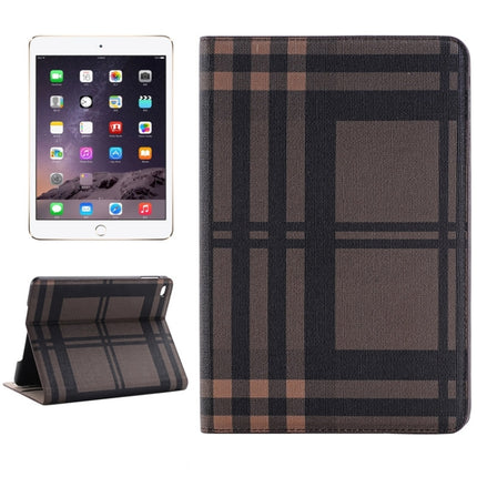 Grid Texture Horizontal Flip Smart Leather Case with Holder & Card Slots & Wallet for iPad Mini 4(Brown)-garmade.com