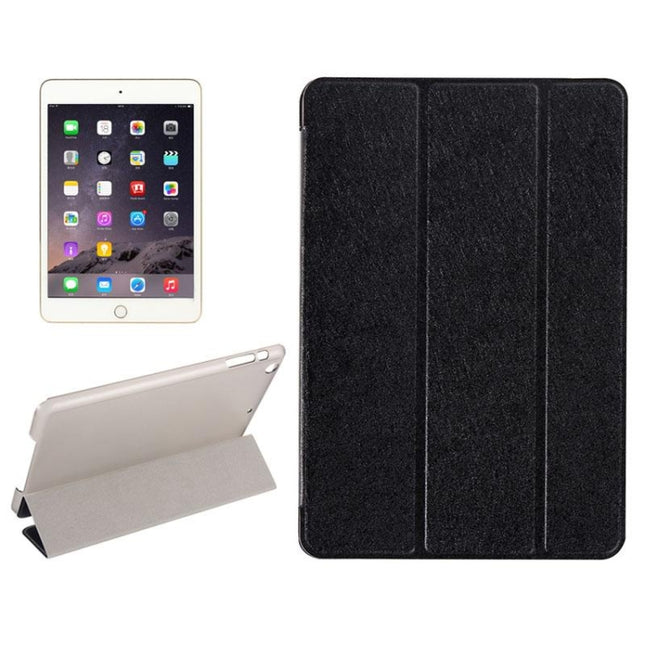 Silk Texture Horizontal Flip Leather Case with Three-Folding Holder for iPad mini 4(Black)-garmade.com