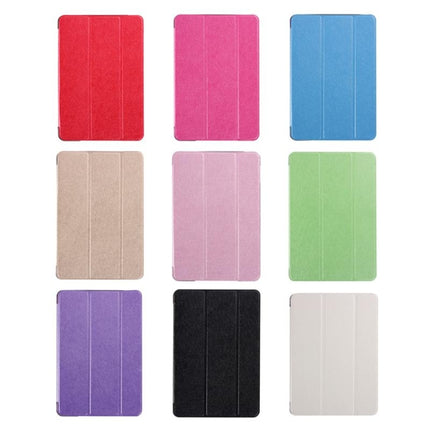 Silk Texture Horizontal Flip Leather Case with Three-Folding Holder for iPad mini 4(White)-garmade.com