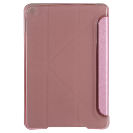 Transformers Style Silk Texture Horizontal Flip Solid Color Leather Case with Holder for iPad mini 4(Pink)-garmade.com