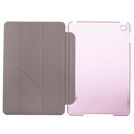 Transformers Style Silk Texture Horizontal Flip Solid Color Leather Case with Holder for iPad mini 4(Pink)-garmade.com