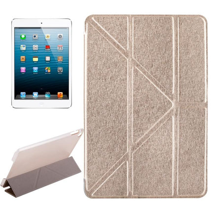 Transformers Style Silk Texture Horizontal Flip Solid Color Leather Case with Holder for iPad mini 4(Gold)-garmade.com
