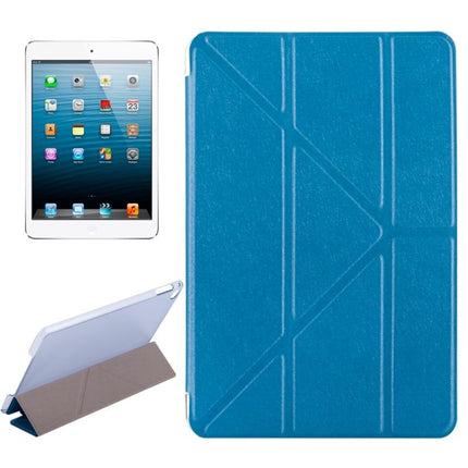 Transformers Style Silk Texture Horizontal Flip Solid Color Leather Case with Holder for iPad mini 4(Blue)-garmade.com