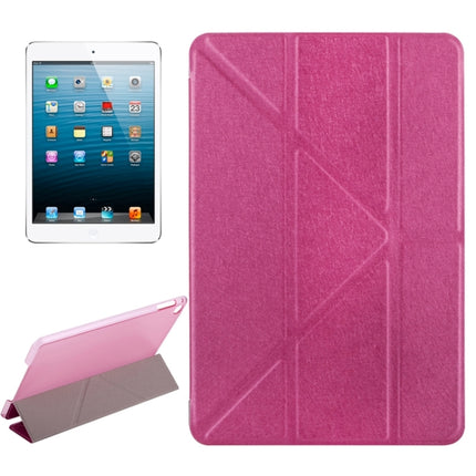 Transformers Style Silk Texture Horizontal Flip Solid Color Leather Case with Holder for iPad mini 4(Magenta)-garmade.com