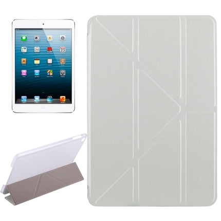 Transformers Style Silk Texture Horizontal Flip Solid Color Leather Case with Holder for iPad mini 4(Silver)-garmade.com
