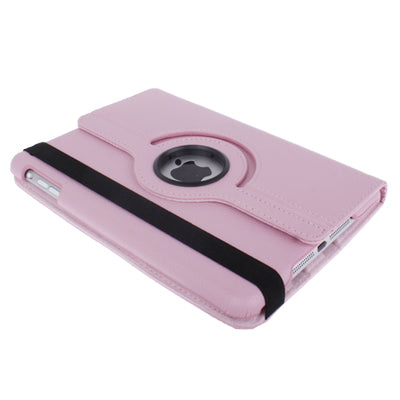 360 Degree Rotatable Litchi Texture Leather Case with Holder for iPad mini 1 / 2 / 3 (Pink)-garmade.com